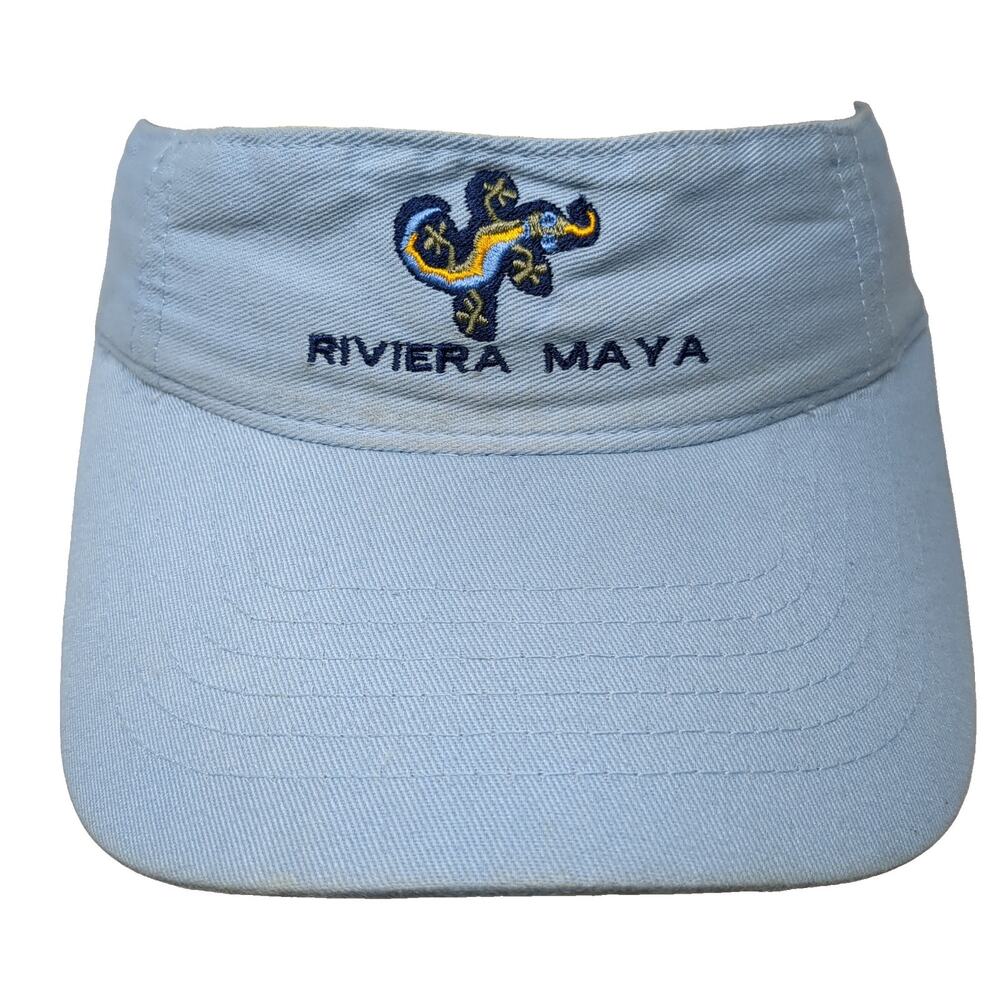 Riviera Maya Strapback Sun Visor Cap Blue One Size Embroidered Caribbean Side